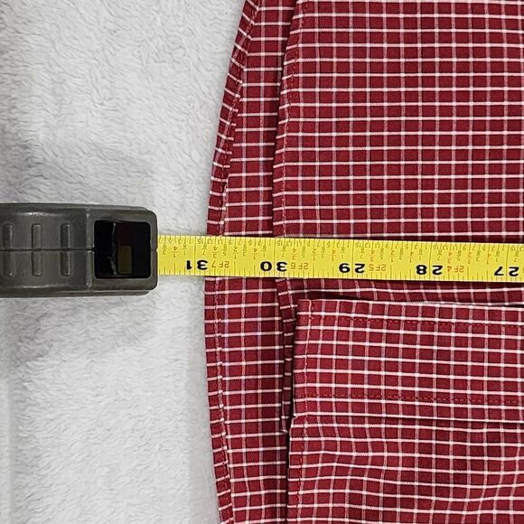 Men's Large 36/37 Croft&barrow Red White Checkered Button Up Long Sleeve Shirt - Picture 6 of 12